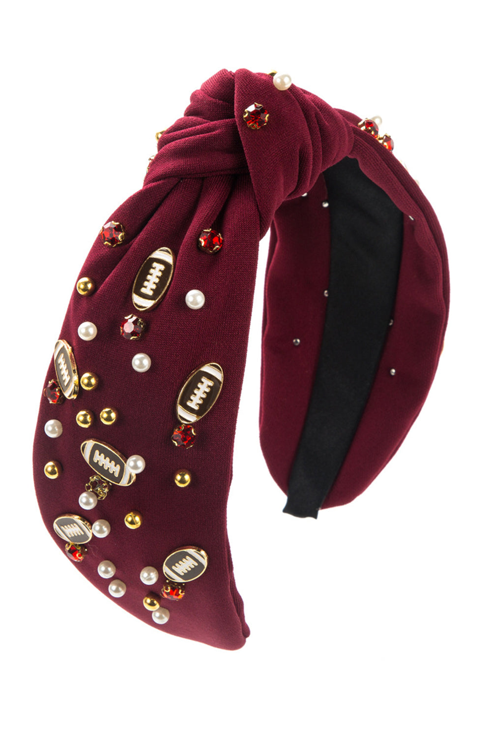 Wholesale Game day football Rhinestone&Pearl Headband Festives Celebrations Hair Hoop Elastic Headbands For Adults And Kids SP012