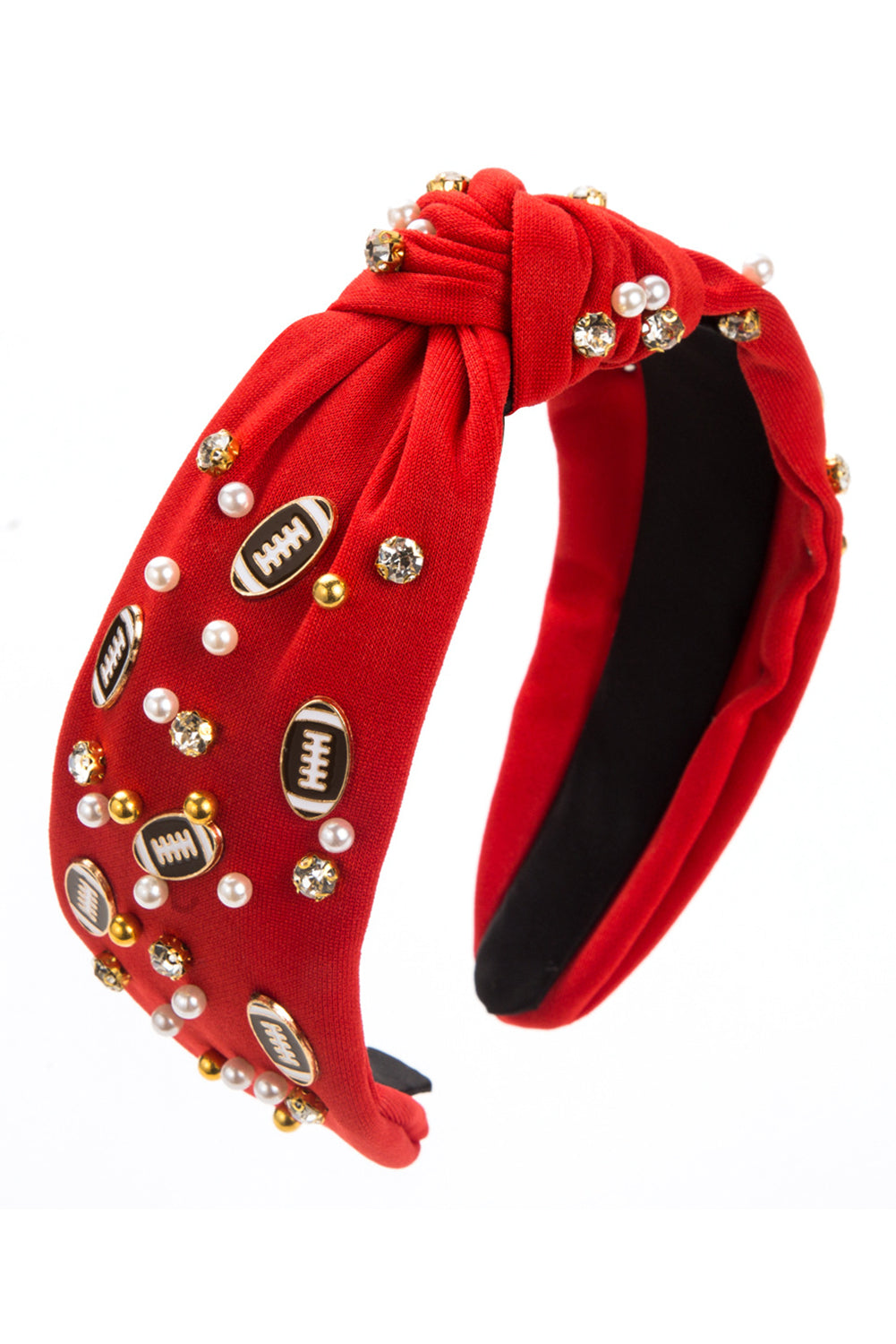 Wholesale Game day football Rhinestone&Pearl Headband Festives Celebrations Hair Hoop Elastic Headbands For Adults And Kids SP012