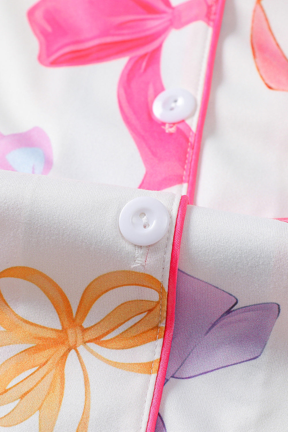 Wholesale Pink White Bow Print Half Sleeve Shirt and Shorts PajamasSet WL007