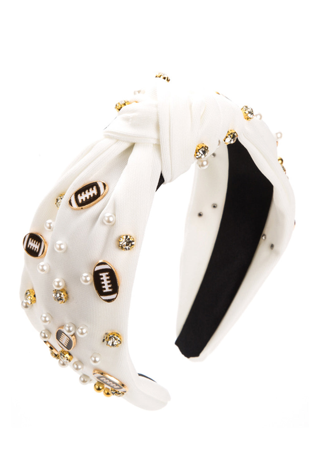 Wholesale Game day football Rhinestone&Pearl Headband Festives Celebrations Hair Hoop Elastic Headbands For Adults And Kids SP012