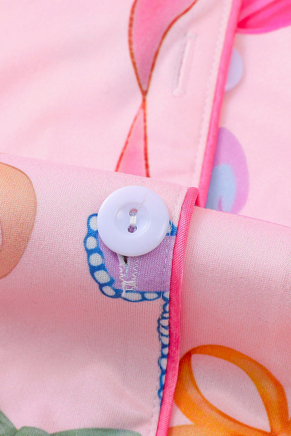 Wholesale Pink White Bow Print Half Sleeve Shirt and Shorts PajamasSet WL007