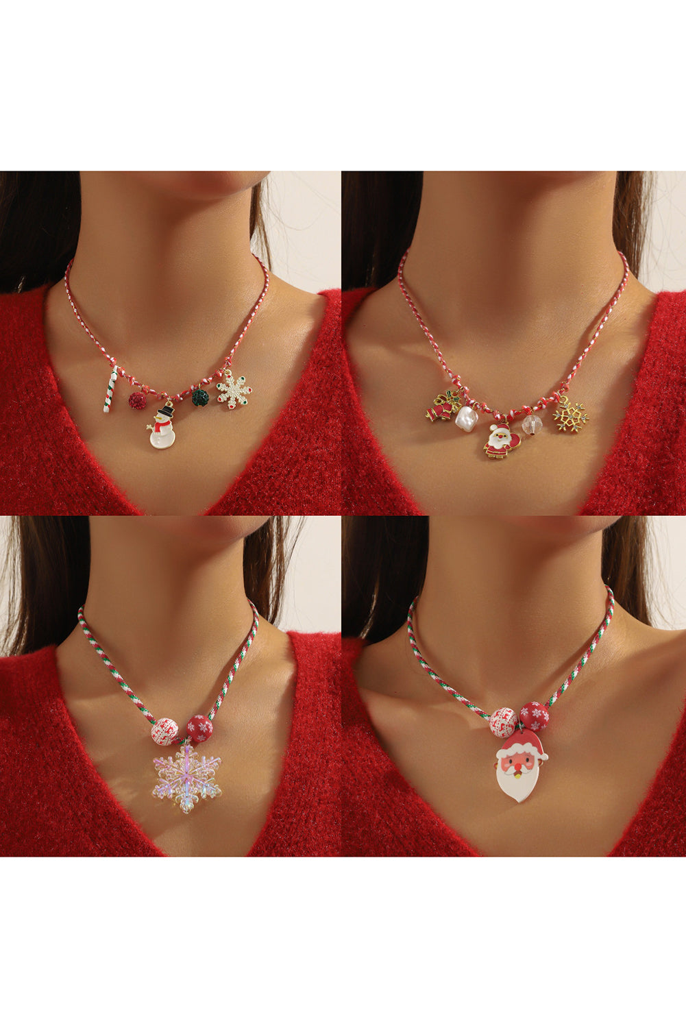 Wholesale Jewelry Alloy Cartoon Snowman Christmas Tree Pendant Necklace SP003