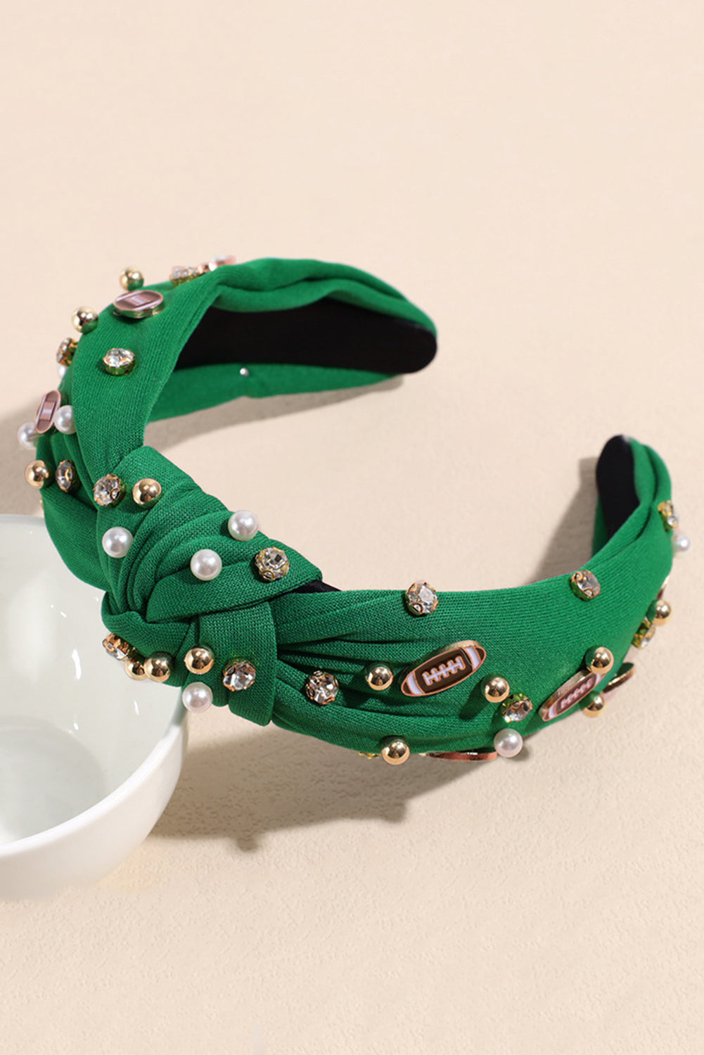 Wholesale Game day football Rhinestone&Pearl Headband Festives Celebrations Hair Hoop Elastic Headbands For Adults And Kids SP012