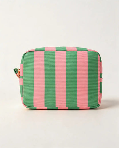 Pink Green Striped Cosmetic Bag Travel Boutique Gift SP274