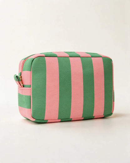 Pink Green Striped Cosmetic Bag Travel Boutique Gift SP274