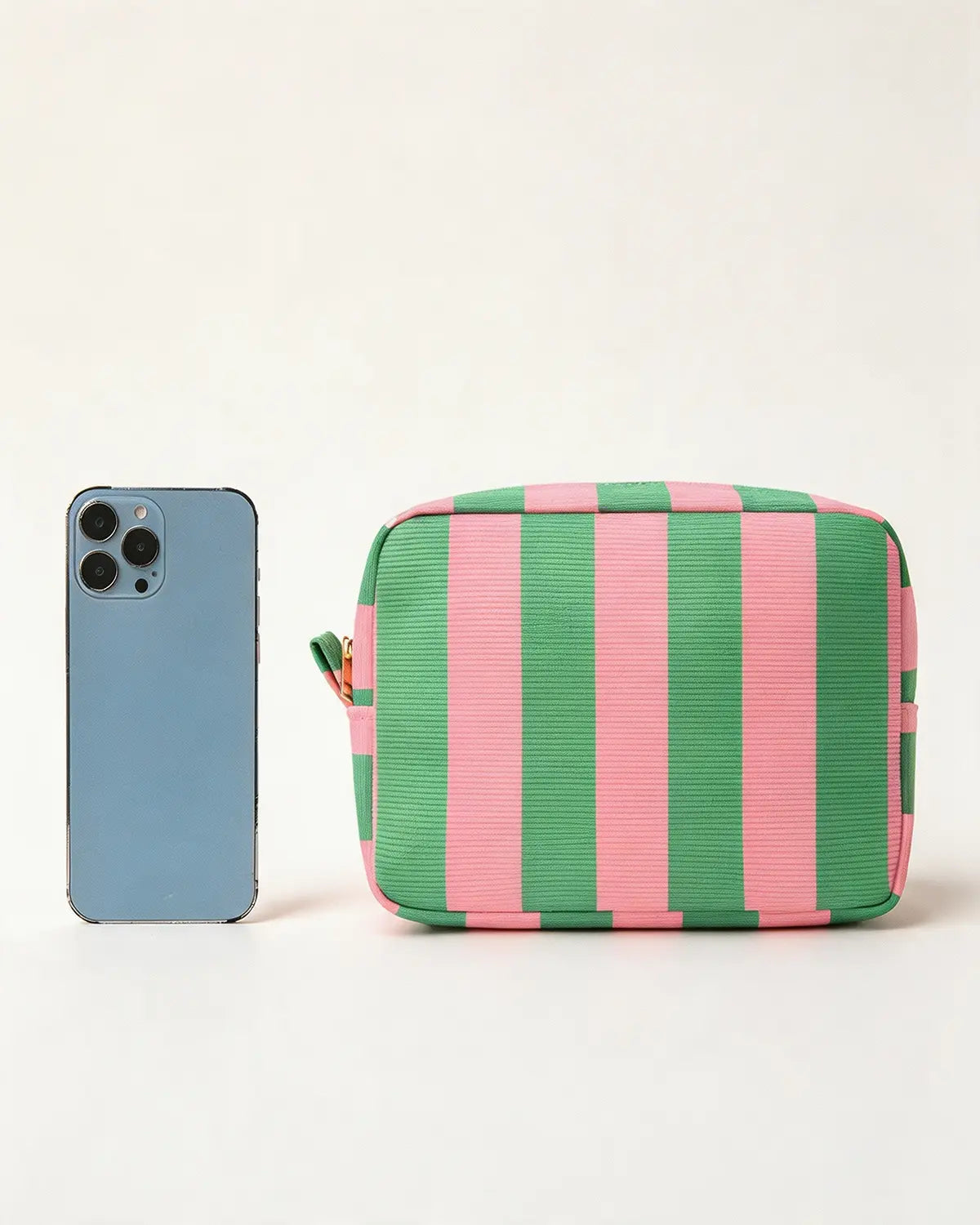 Pink Green Striped Cosmetic Bag Travel Boutique Gift SP274
