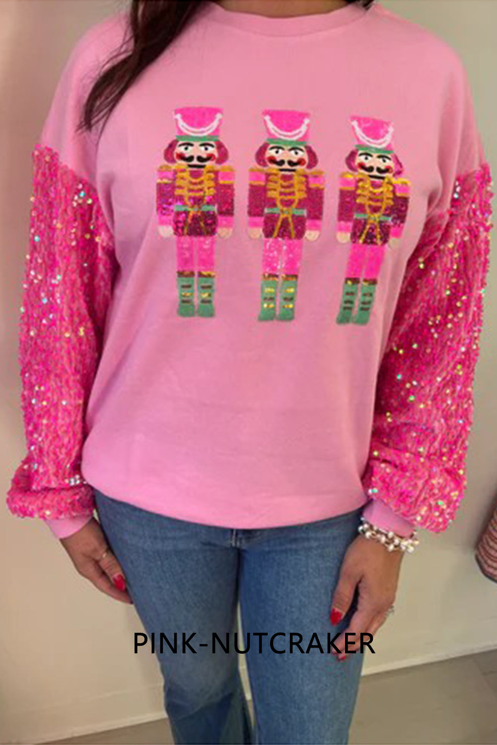 Wholesale 5 colors  Christmas Sequin long sleeve Nutcracker blouse WL010