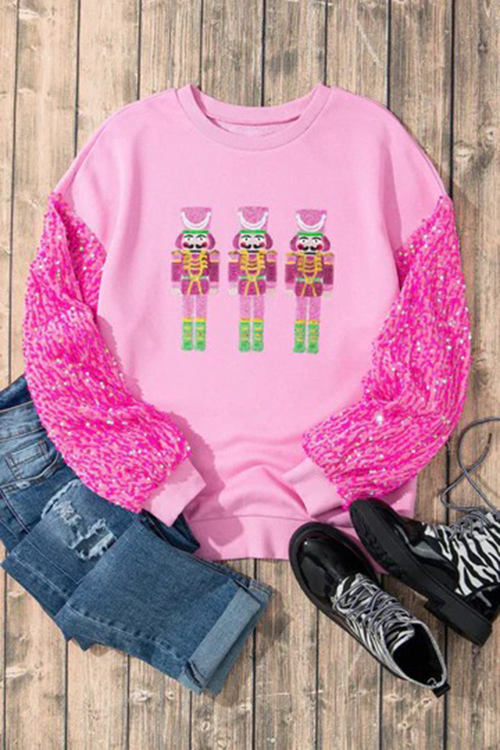 Wholesale 5 colors  Christmas Sequin long sleeve Nutcracker blouse WL010