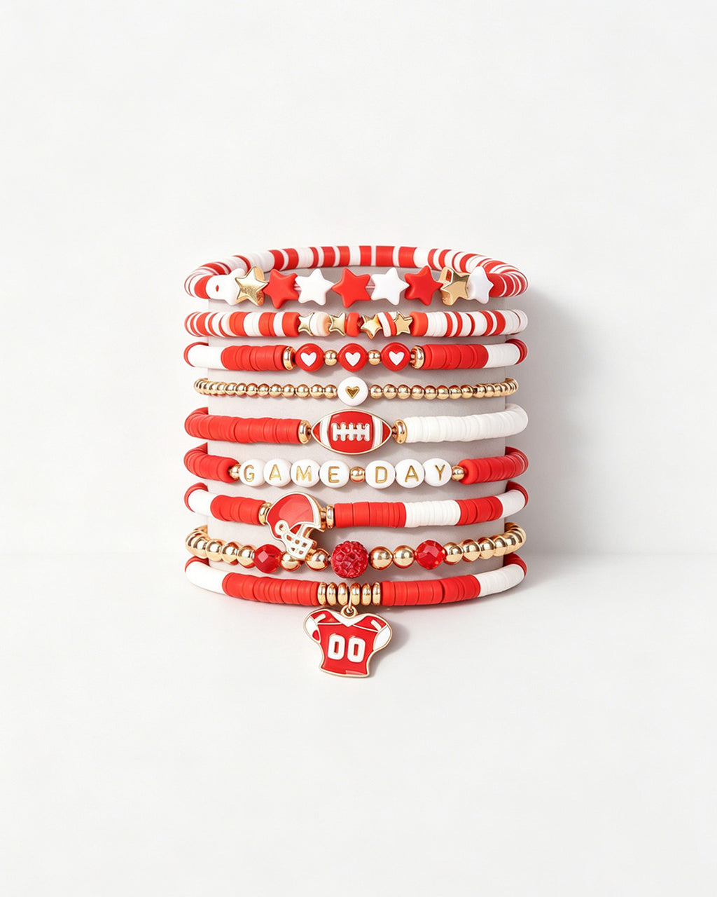 Wholesale Gameday Red Gameday Stackable Bracelet Set (9Pcs) SP035