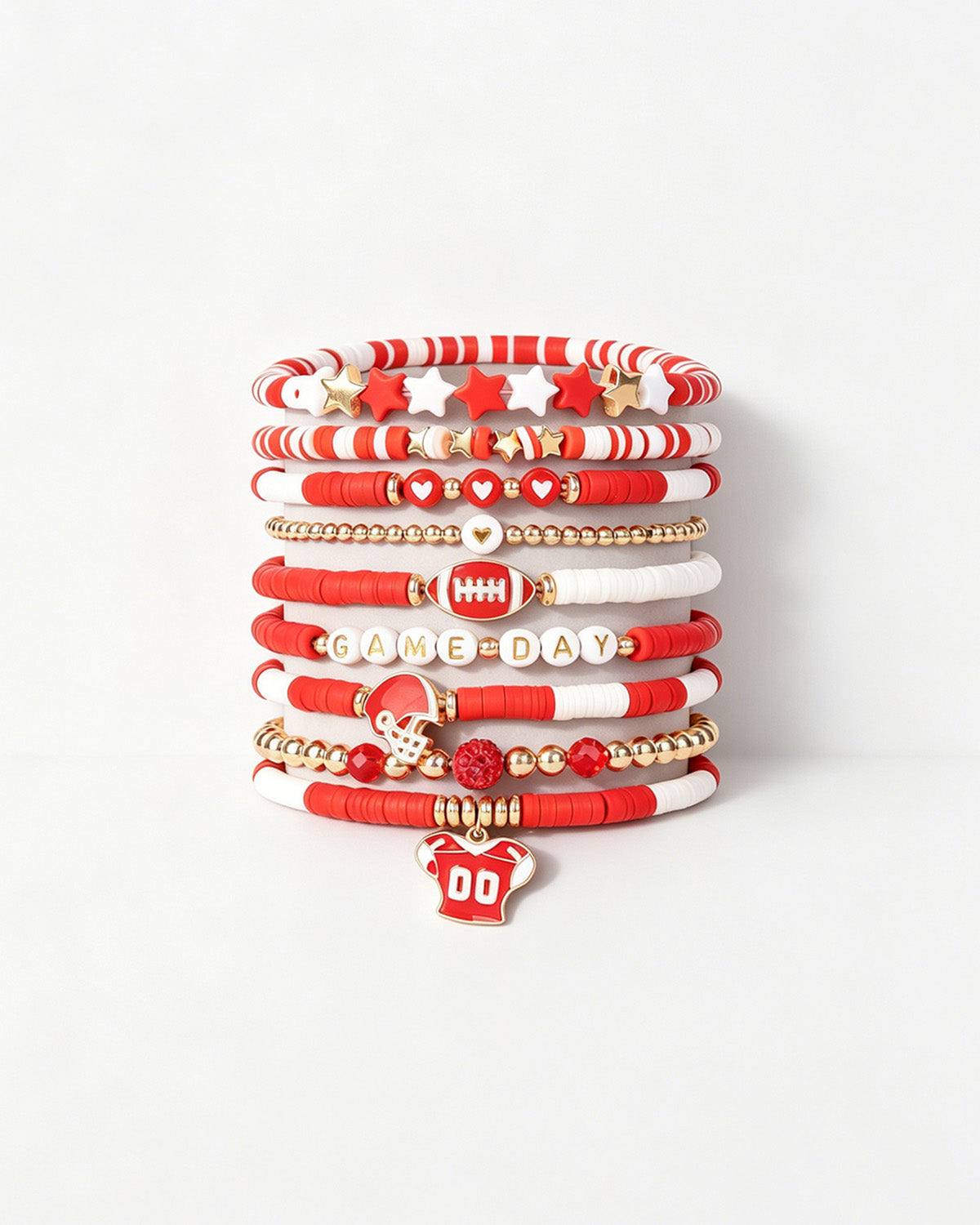 Wholesale Gameday Red Gameday Stackable Bracelet Set (9Pcs) SP035