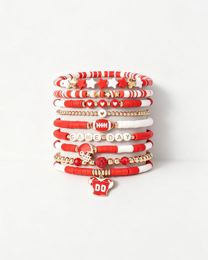 Wholesale Gameday Red Gameday Stackable Bracelet Set (9Pcs) SP035
