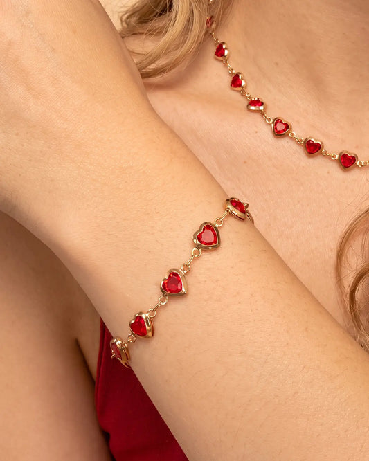 Red Heart Rhinestone Bracelet Valentine Boutique Wholesale SP345