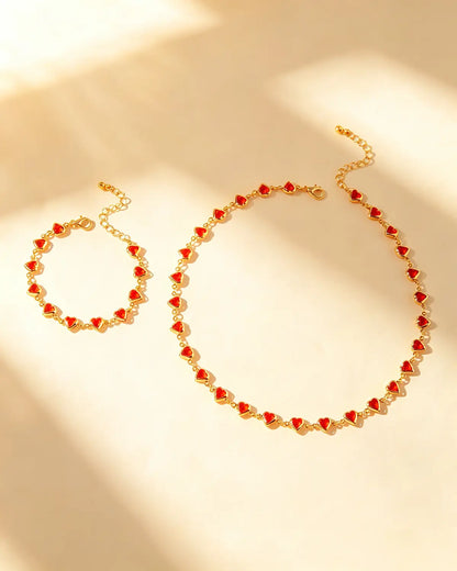 Red Heart Rhinestone Necklace Valentine SP344