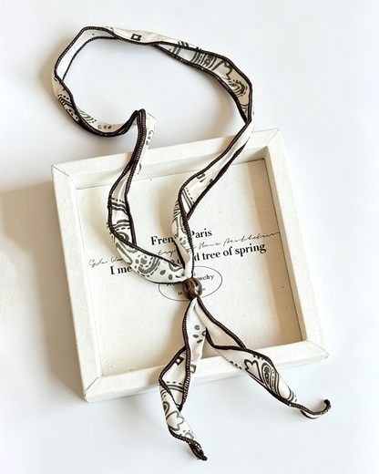 Wholesale Paisley print silk scarf necklace women's unique design accessories temperament scarf sweater chain SP006