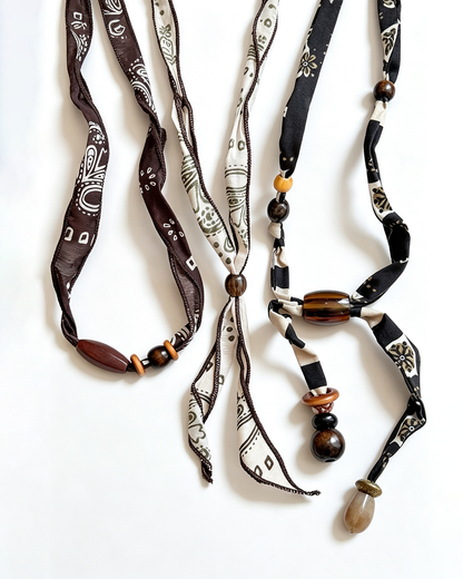 Wholesale Paisley print silk scarf necklace women's unique design accessories temperament scarf sweater chain SP006