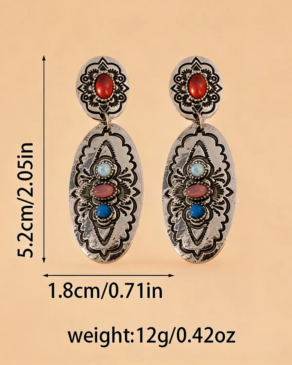 Silver Boho Stone Earrings Boutique SP336