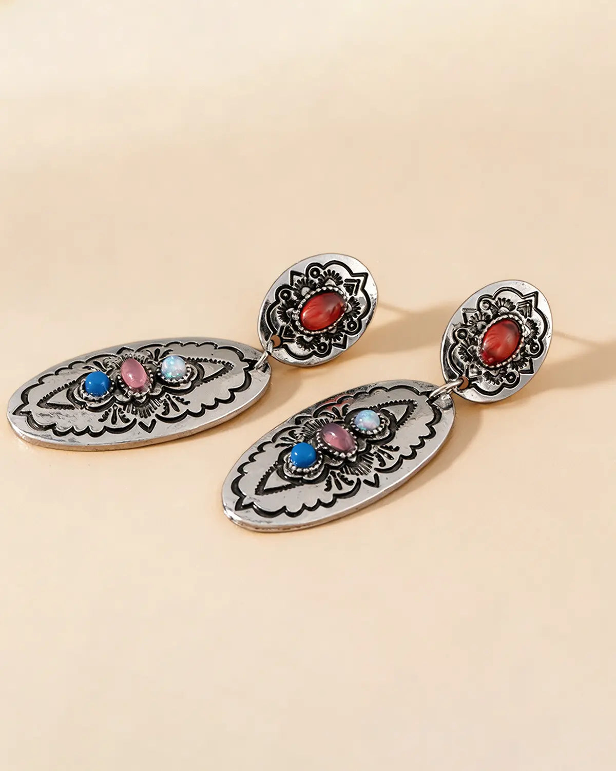 Silver Boho Stone Earrings Boutique SP336