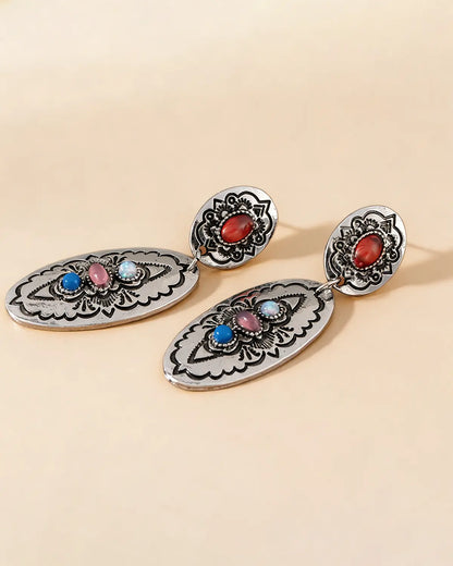 Silver Boho Stone Earrings Boutique SP336