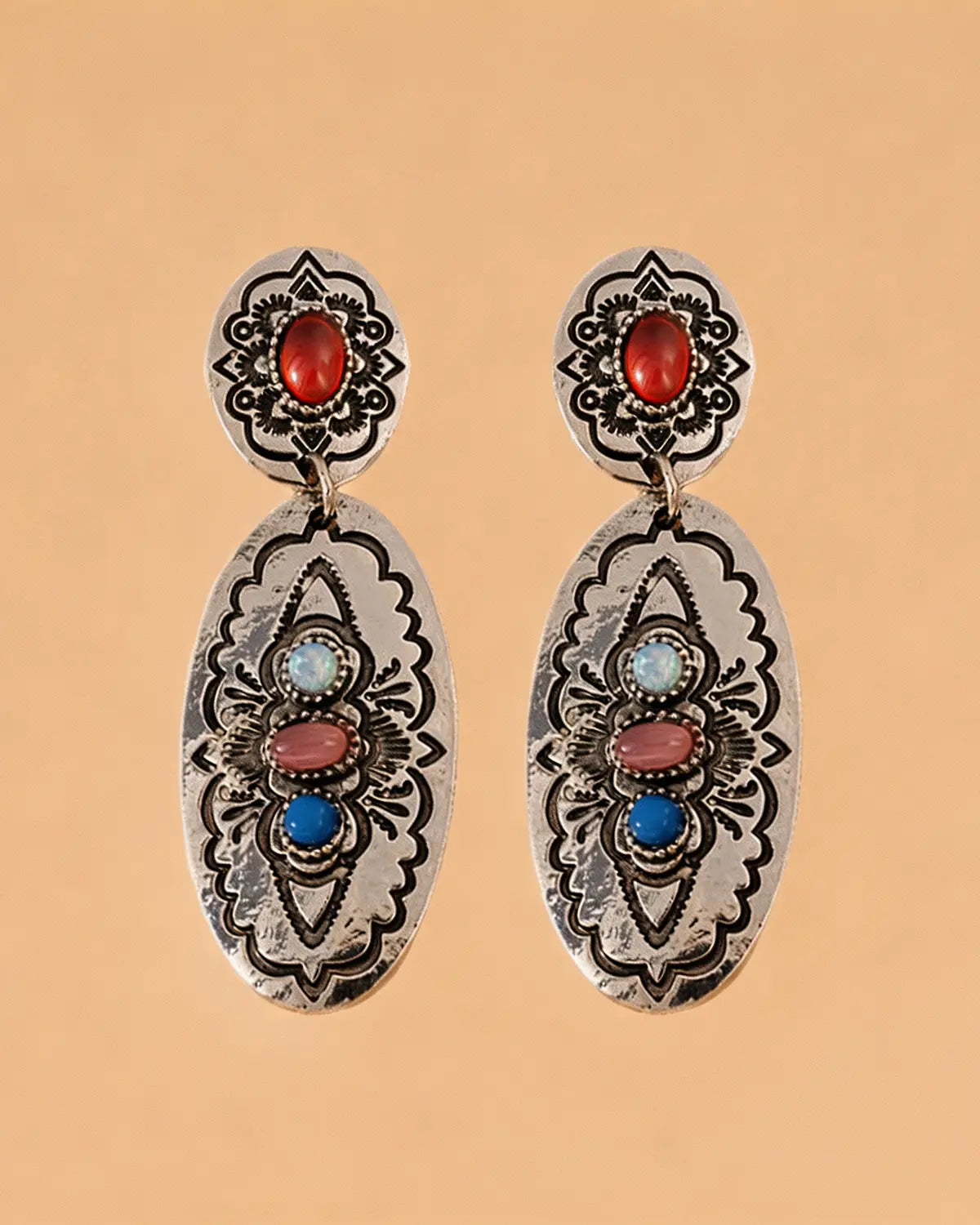 Silver Boho Stone Earrings Boutique SP336