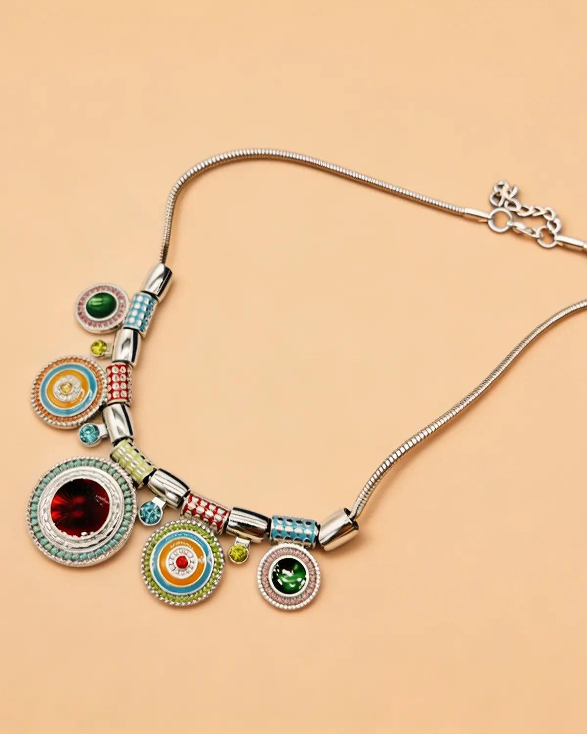Silver Colorful Boho Necklace Party Boutique SP332