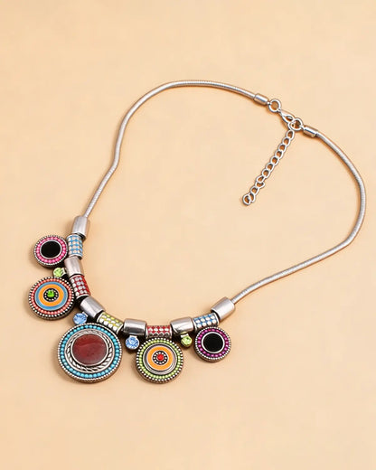 Silver Colorful Boho Necklace Party Boutique SP332
