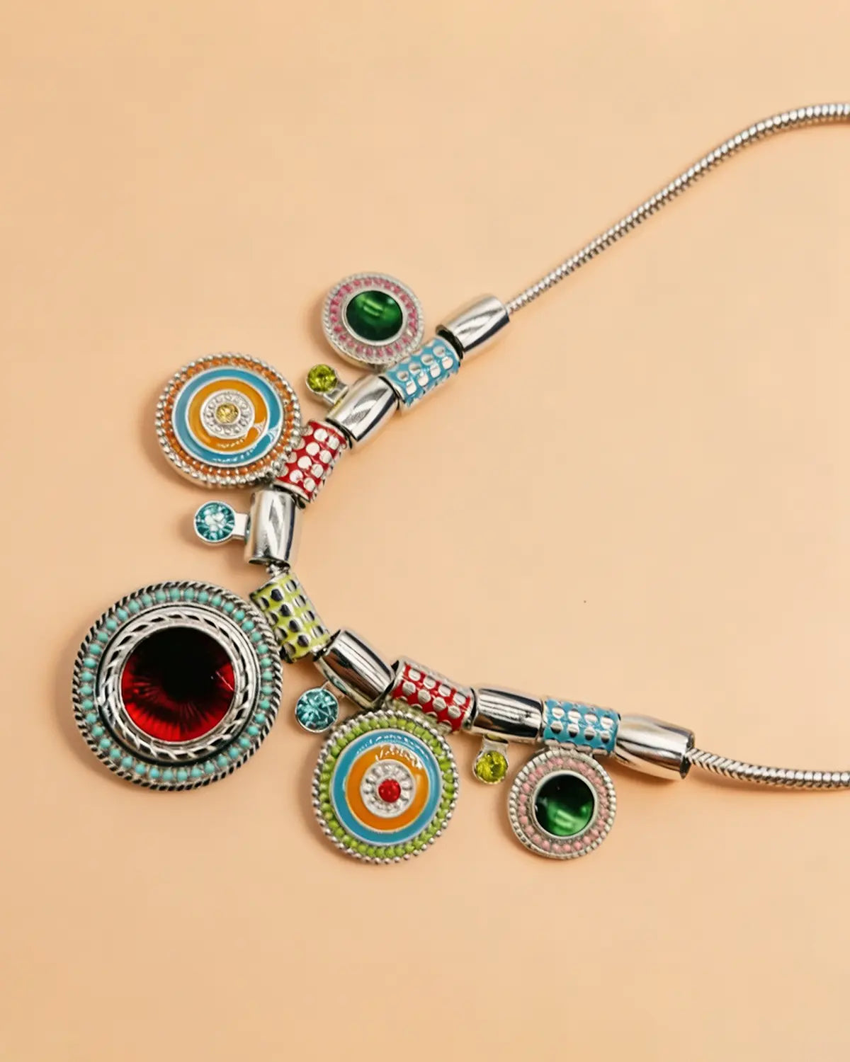 Silver Colorful Boho Necklace Party Boutique SP332