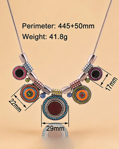 Silver Colorful Boho Necklace Party Boutique SP332