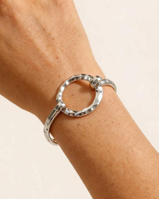 Silver Hammered Bangle Daily Boutique Jewelry SP281