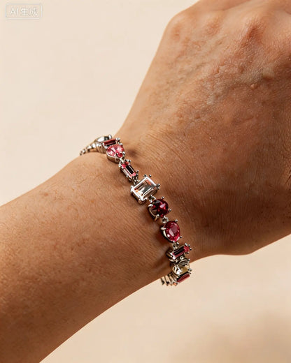 Silver Pink Crystal Bracelet Party Boutique SP314