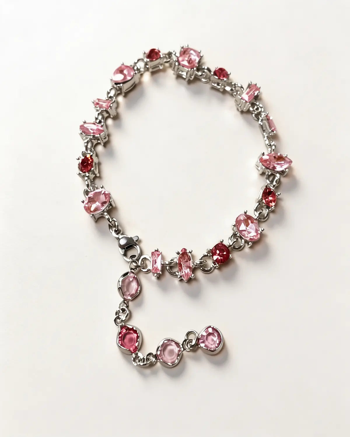 Silver Pink Rhinestone Bracelet Party Boutique SP308