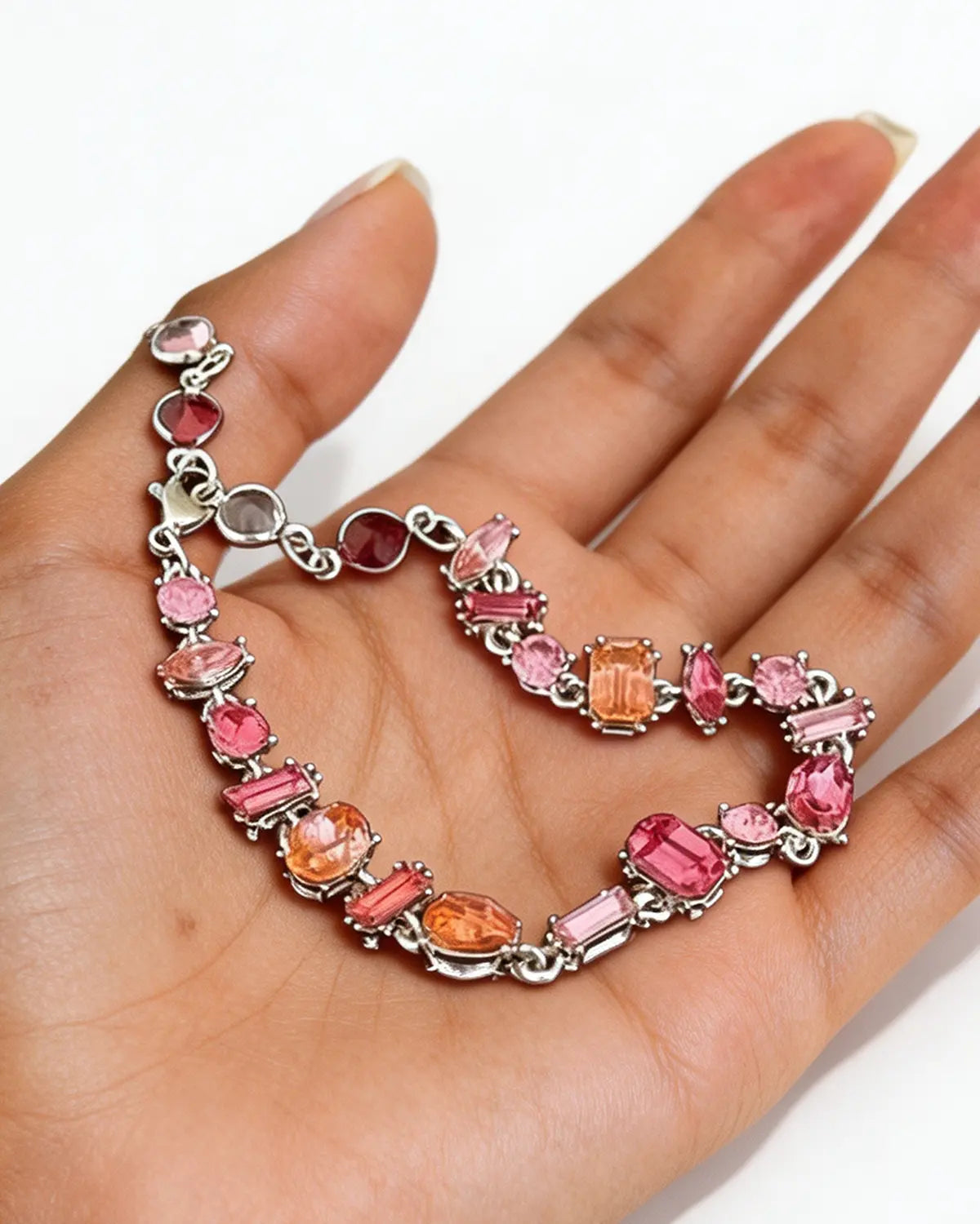 Silver Pink Rhinestone Bracelet Party Boutique SP308
