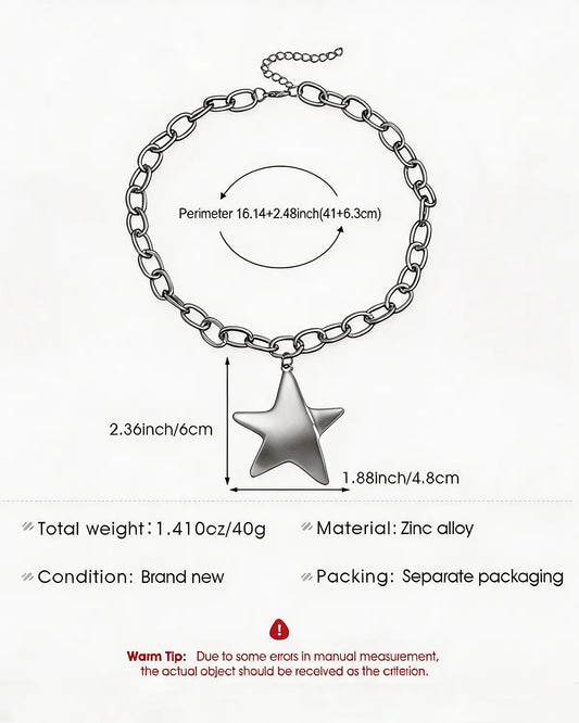 Silver Star Chunky Necklace Party Trendy Jewelry Gift SP276