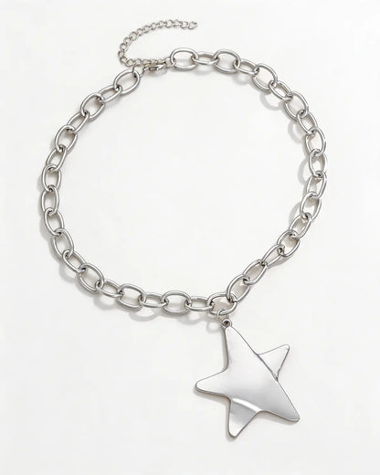 Silver Star Chunky Necklace Party Trendy Jewelry Gift SP276