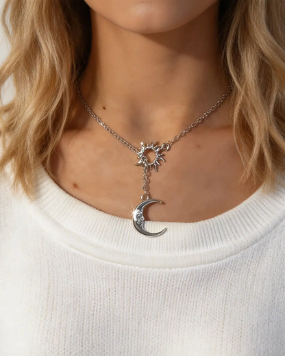Silver Sun Moon Necklace Daily Boutique SP315-SL
