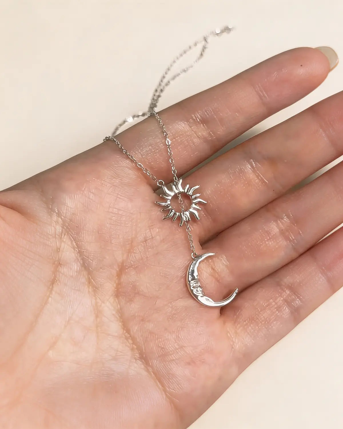 Silver Sun Moon Necklace Daily Boutique SP315-SL