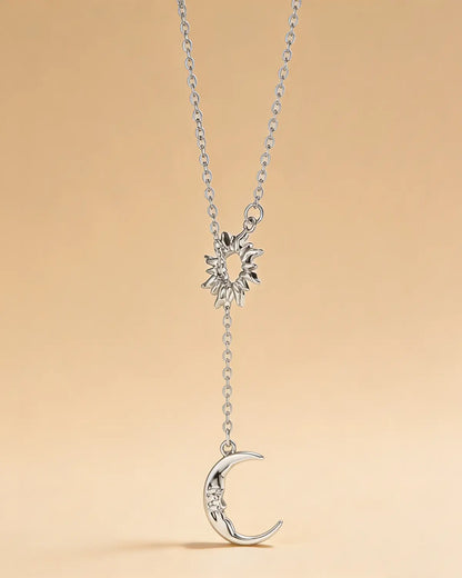 Silver Sun Moon Necklace Daily Boutique SP315-SL