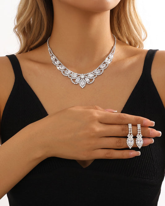 Silver Zircon Jewelry Set Wedding Party Boutique Gift SP302