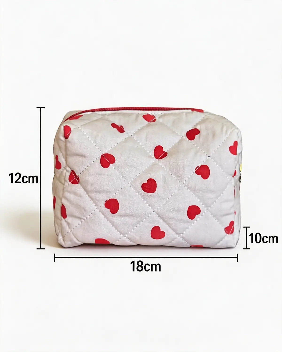 White Heart Quilted Makeup Bag Travel Boutique Gift SP300