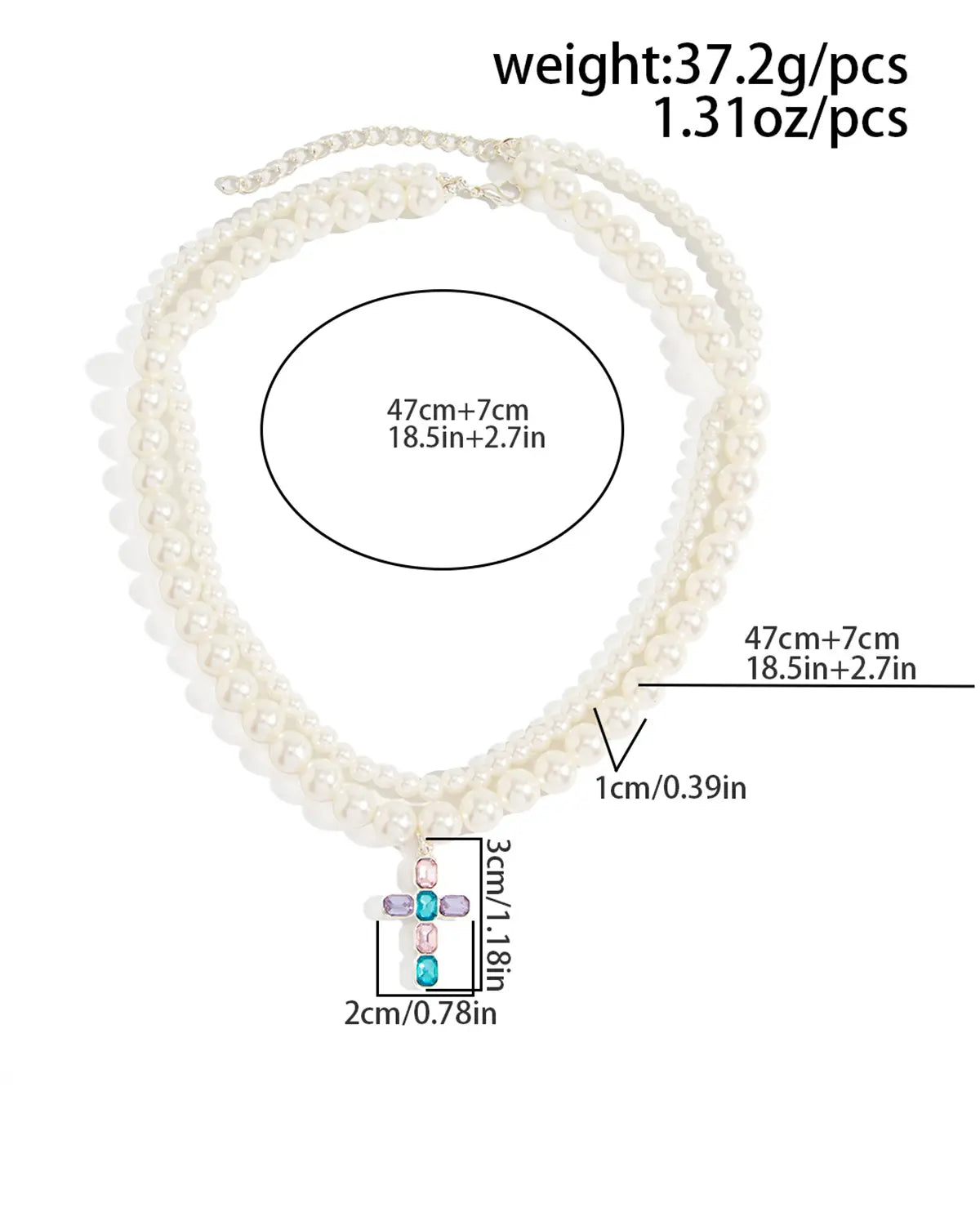 White Pearl Cross Necklace Party Boutique SP321