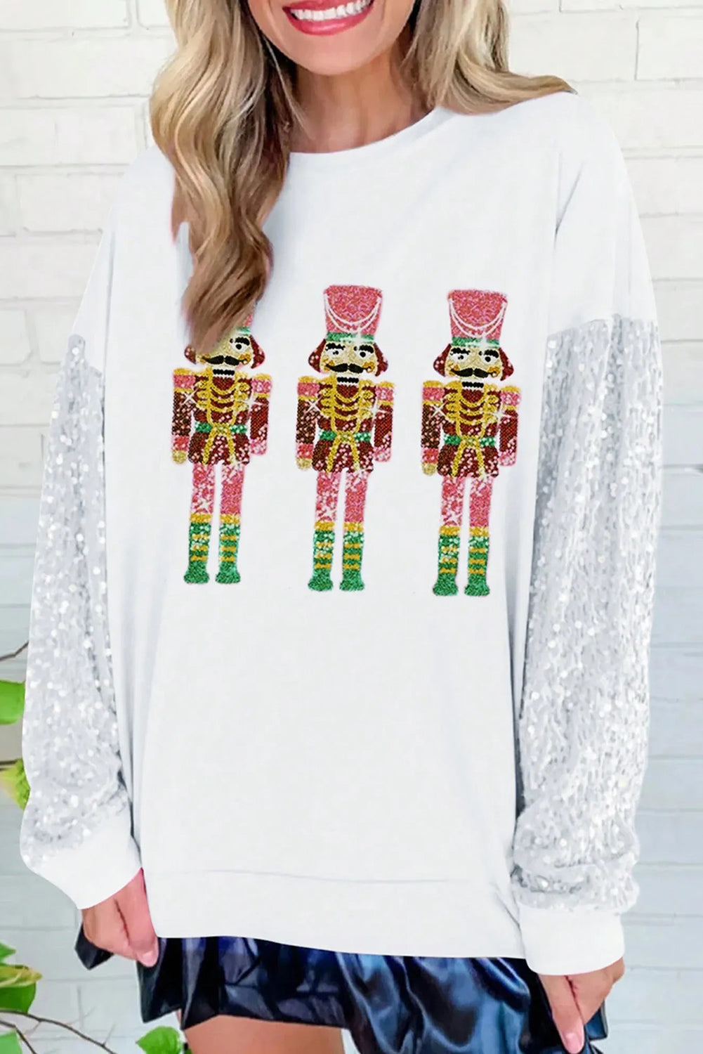 Wholesale 5 colors  Christmas Sequin long sleeve Nutcracker blouse WL010