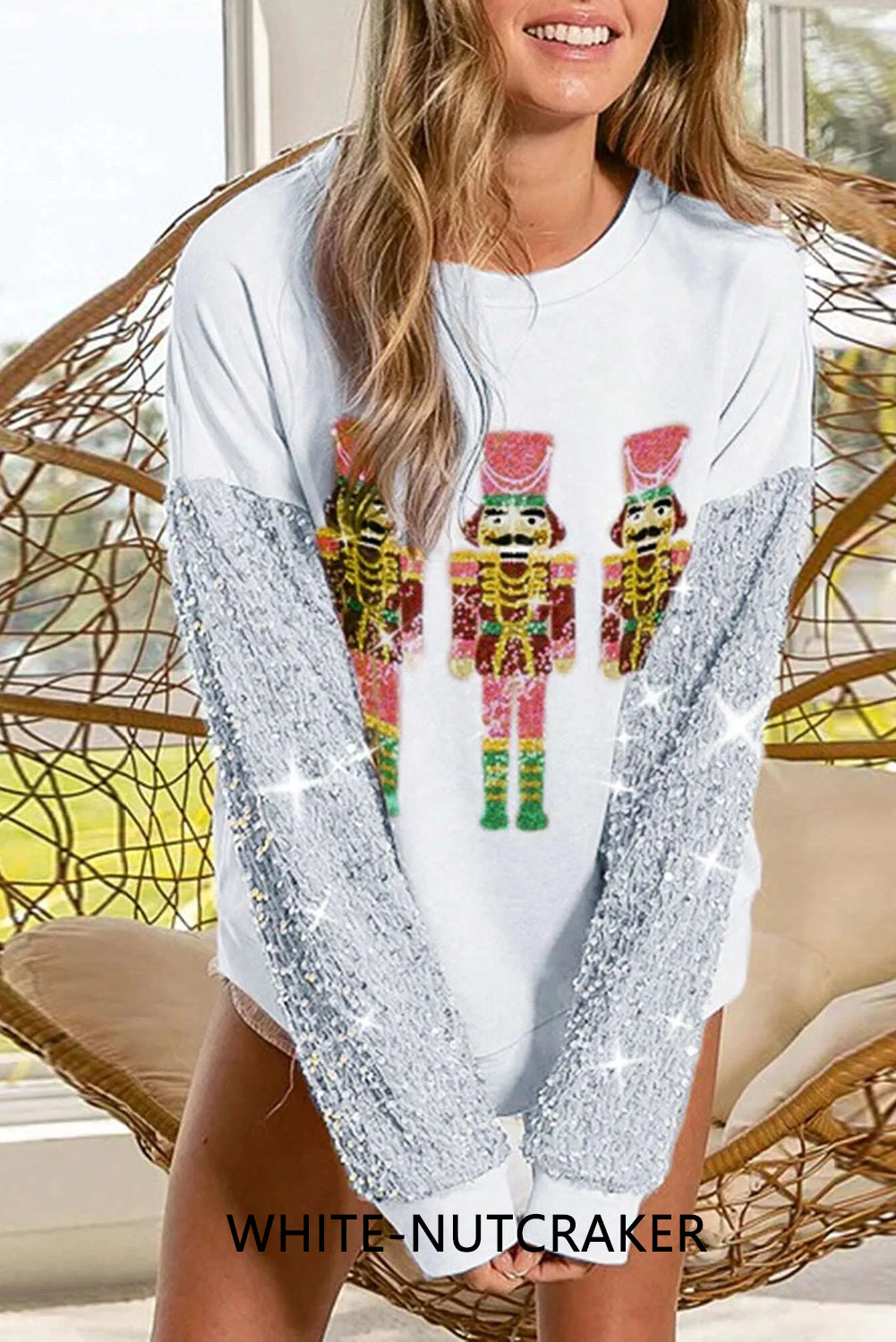 Wholesale 5 colors  Christmas Sequin long sleeve Nutcracker blouse WL010