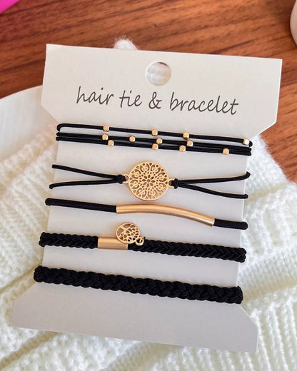 Wholesale 5PCS Hair Ties Bracelet for Women 5 Styles Soft Braided Boho Hair Bands Elastic No Damage Hair Ties for Girls thick Thin Long Curly Hair Accessories SP004