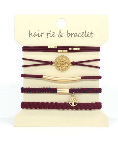 Wholesale 5PCS Hair Ties Bracelet for Women 5 Styles Soft Braided Boho Hair Bands Elastic No Damage Hair Ties for Girls thick Thin Long Curly Hair Accessories SP004