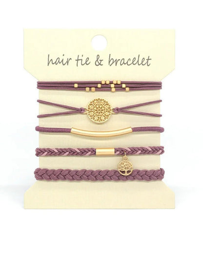 Wholesale 5PCS Hair Ties Bracelet for Women 5 Styles Soft Braided Boho Hair Bands Elastic No Damage Hair Ties for Girls thick Thin Long Curly Hair Accessories SP004