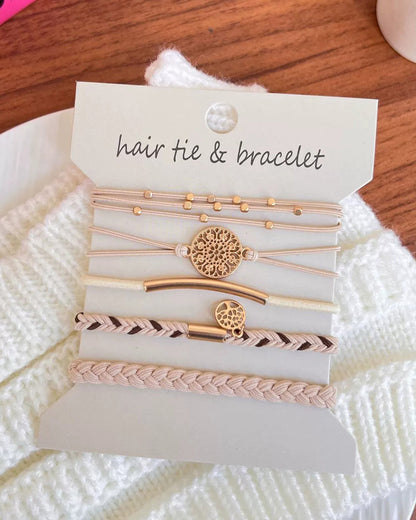 Wholesale 5PCS Hair Ties Bracelet for Women 5 Styles Soft Braided Boho Hair Bands Elastic No Damage Hair Ties for Girls thick Thin Long Curly Hair Accessories SP004