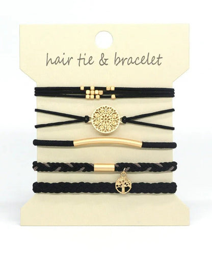 Wholesale 5PCS Hair Ties Bracelet for Women 5 Styles Soft Braided Boho Hair Bands Elastic No Damage Hair Ties for Girls thick Thin Long Curly Hair Accessories SP004