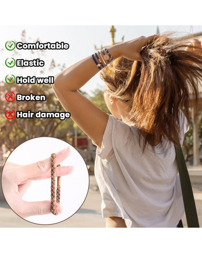 Wholesale 5PCS Hair Ties Bracelet for Women 5 Styles Soft Braided Boho Hair Bands Elastic No Damage Hair Ties for Girls thick Thin Long Curly Hair Accessories SP004