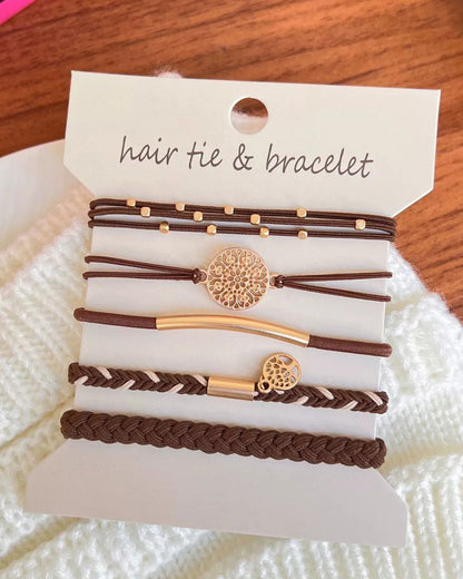 Wholesale 5PCS Hair Ties Bracelet for Women 5 Styles Soft Braided Boho Hair Bands Elastic No Damage Hair Ties for Girls thick Thin Long Curly Hair Accessories SP004