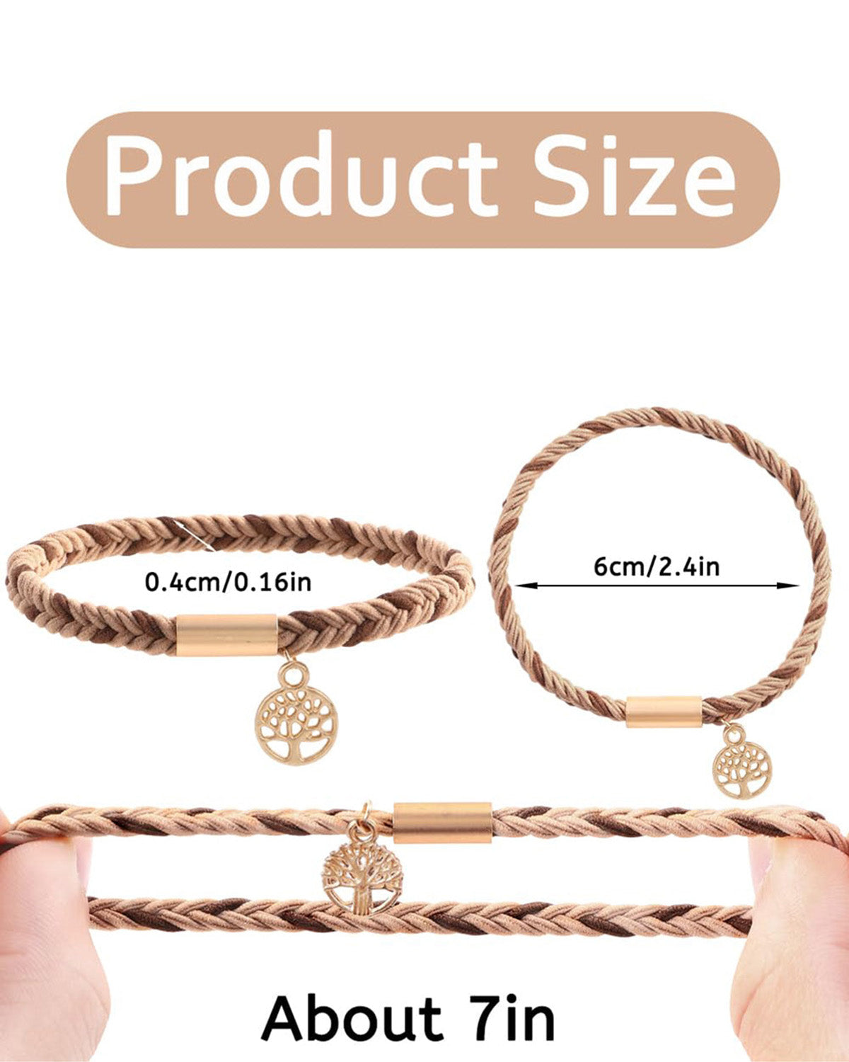 Wholesale 5PCS Hair Ties Bracelet for Women 5 Styles Soft Braided Boho Hair Bands Elastic No Damage Hair Ties for Girls thick Thin Long Curly Hair Accessories SP004