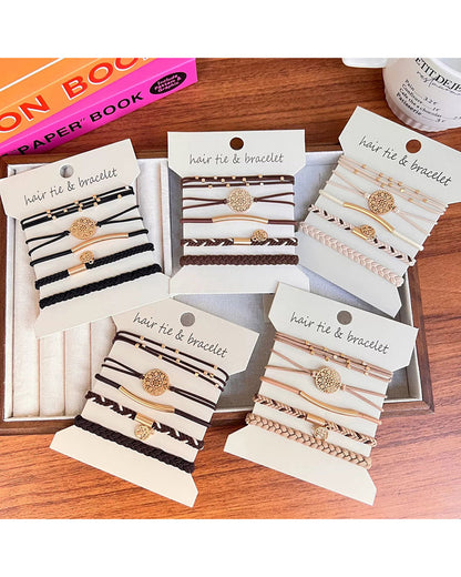 Wholesale 5PCS Hair Ties Bracelet for Women 5 Styles Soft Braided Boho Hair Bands Elastic No Damage Hair Ties for Girls thick Thin Long Curly Hair Accessories SP004
